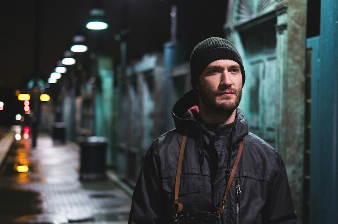 Portrait of a bearded man looking at the camera